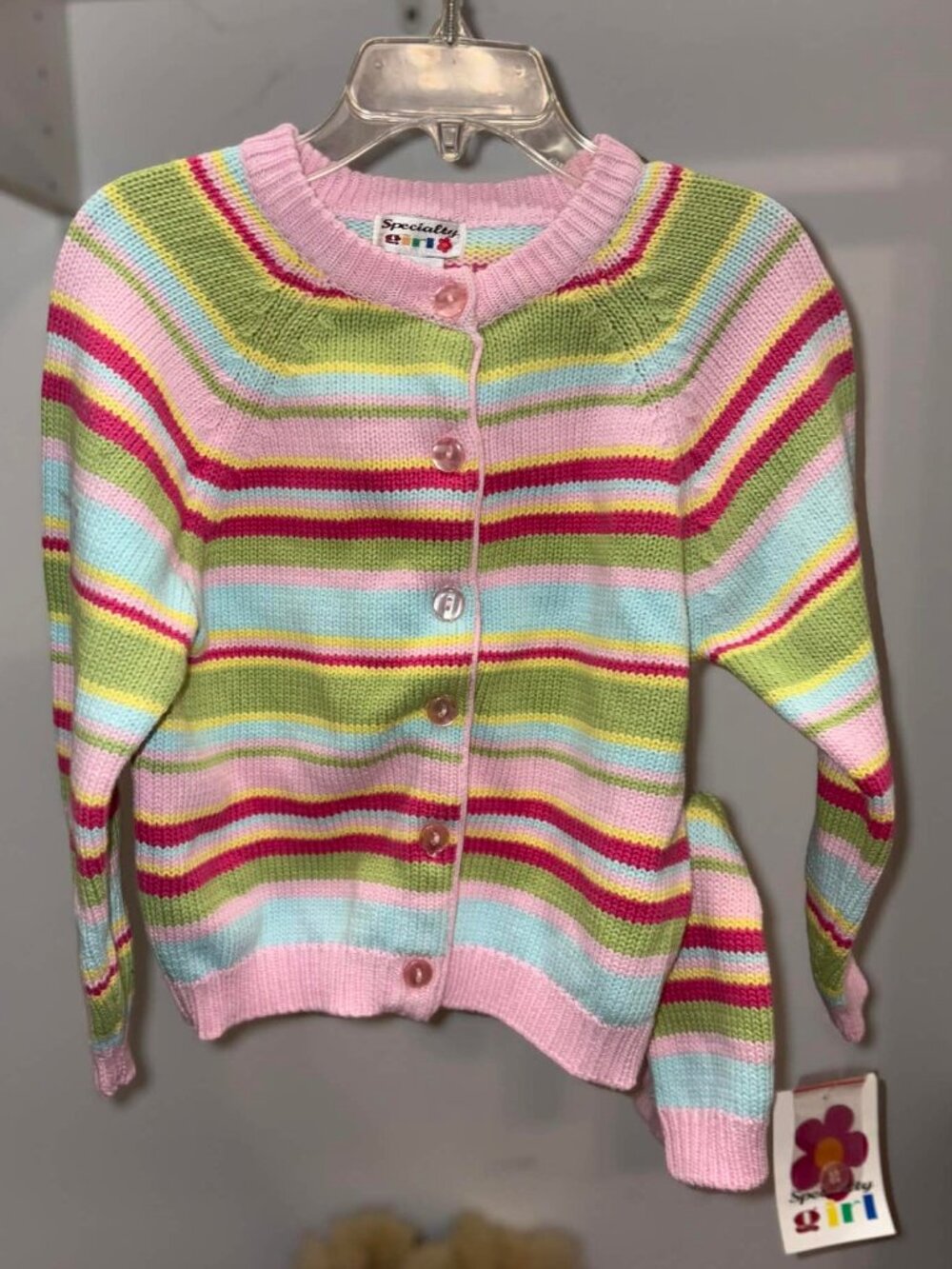Brand new w/ tags girls sweater set. 4T. Button front. Matching hat. Very soft.